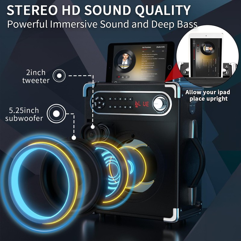 Karaoke Machine with 4 Wireless Microphones, Portable Bluetooth 5.1 Speaker