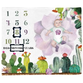 PAMBO Cactus Baby Stuff, Baby Milestone Blanket Monthly Photography Blanket for Boys & Girls | Newborn Age Blanket for Photography Gift Idea