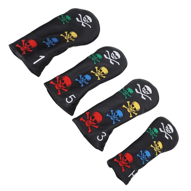 4Pcs Skull Golf Club Head Covers Golf Club Headcovers Colorful