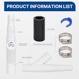 Dishwasher Drain Hose Adapter, RO Drain Line adapter，Garbage Disposal Adapter with 1/4-inch Quick Connect Fitting and 7/8-inch Fitting for a Dishwasher，No Drilling Required