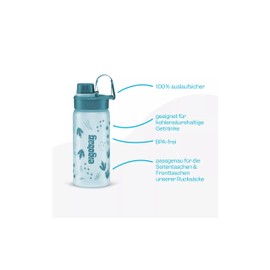 BPA-Free Water Bottle, 550 ml, Leak-Proof and Suitable for Carbonic Acid, Dishwasher-Safe, Double-Walled Insulated, Flowers, Turquoise