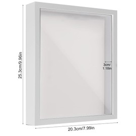 SMYJDMM 3D Picture Frame, 20 x 25 x 3 cm Deep Picture Frame, 3D Picture Frame for Filling Wooden Object Frame for Photos Flowers Wedding Bouquet DIY Christmas Decoration Wall (White)