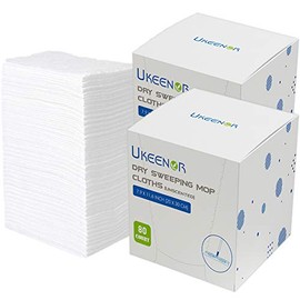 UKEENOR Dry Mop Refills Sweeper Disposable Dusting Cloths Dry Sweeping Refills Dry Duster Cloths Mop Pads Floor Cloth Refills Electrostatic Cloths 160 Count 7.9 inchx11.6 inch,White
