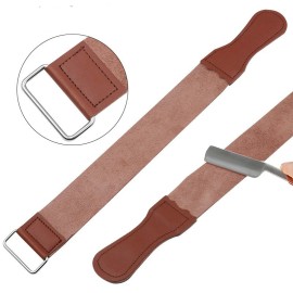 Premium Razor Strop Sharpening Belt - Durable Metal Ring Sharpener Accessory for Knives and Razors, Smooth Finish Guaranteedcolor: Brown 1pcs, size: 45*5.8cm
