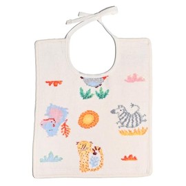 Fayler Bib, For Boys And Girls, 11.8 x 9.8 inches (30 x 25 cm), Ribbon Tie, Wild Safari, Beige, beige