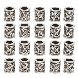 20PCS Beard Beads Retro Alloy Multipurpose Hair Tube Beads for DIY Jewelry Decoration