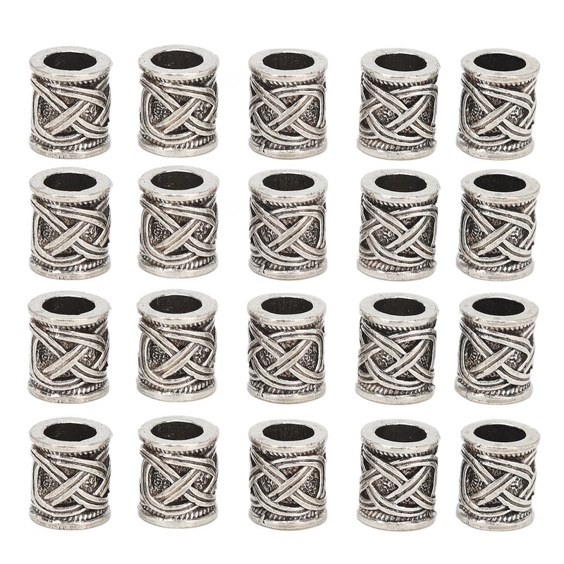 20PCS Beard Beads Retro Alloy Multipurpose Hair Tube Beads for