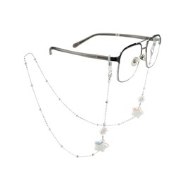 shionreiy Stylish Women's Glasses Chain - Eyeglass & Sunglasses Chains Holder for Around Neck, Eyewear Retainer Strap (Star-Silver)