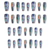Gifiky 24Pcs Marble Nails Tip Press on Nails - Long