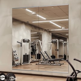 2PC 48"x24" Home Gym Mirrors Workout Mirror Large Wall Mirror Big Frameless Mirrors for Fitness Exercise Dance Garage Yoga Shatterproof HD Image Thickness 5MM