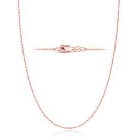 Jewlpire Solid 925 Sterling Silver Chain Necklace for Women, 1.3mm Cable Chain Rose Gold Chain for Women Thin & Dainty & Shiny Women's Chain Necklaces 14 Inch