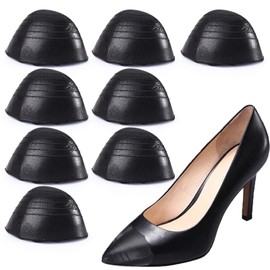 shoe insoles for loose shoe, half size toe insoles for shoes, too large fit, toe cushion filler, size reducer, insoles for women and men, high heels, smaller, black, round, 4