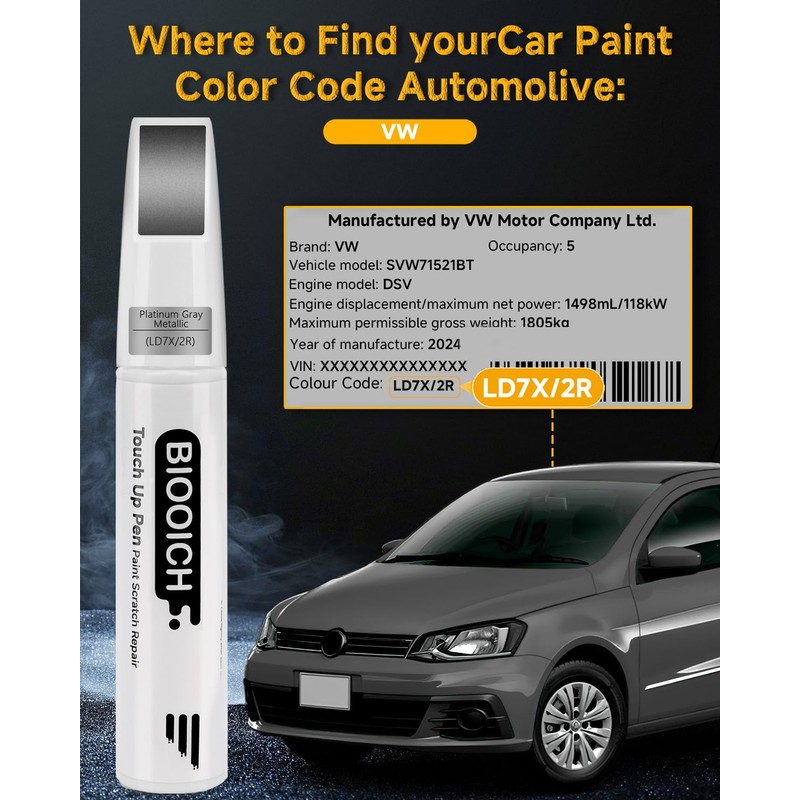 BIOOICH Touch Up Paint Pen Exact Color Match Car Chip
