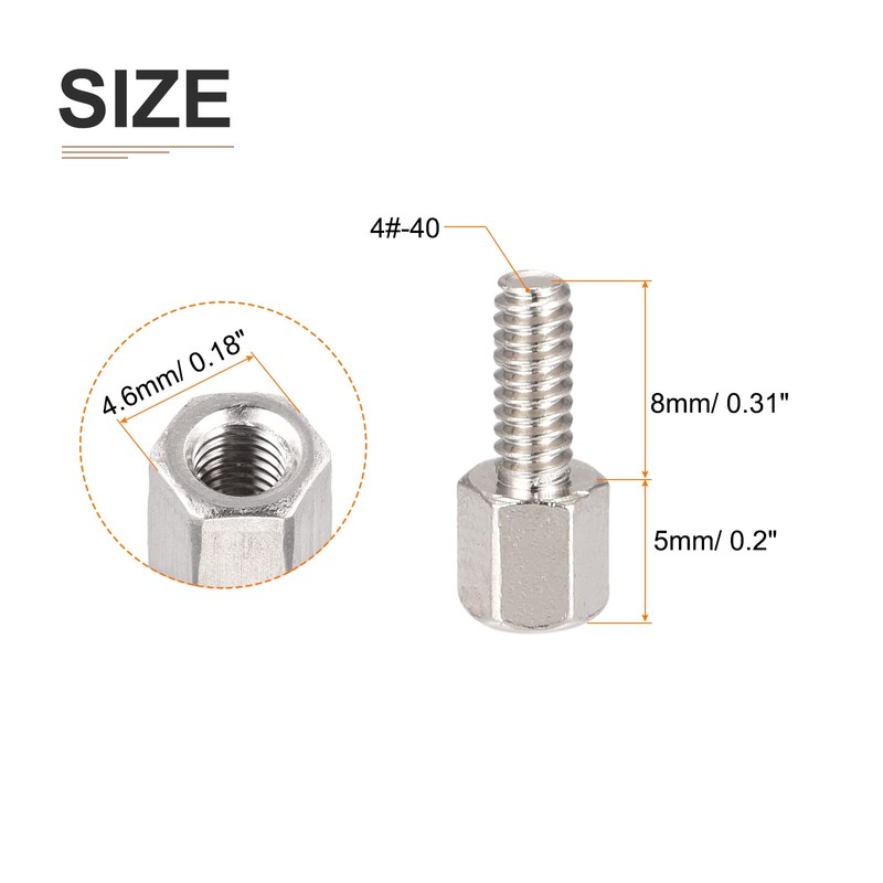 DTGN 4#-40x5x8mm (DxHLxML) - Latón Hexagonal Separador - 100 Paquete