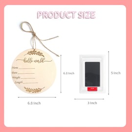 Baby Announcement Sign, Wooden Baby Name Sign for Nursery, Hello World Newborn Sign, Birth Announcement Sign for Hospital, Welcome Baby Sign Announcement Board for Photo Prop Baby Shower (Wooden color)