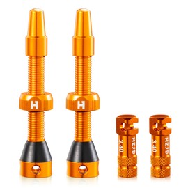 2PCS Bike Tubeless Presta Air Valve Stem, Orange, Integrated Core Spoke Removal Tool(44 mm)
