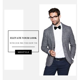 MDSTYLE Bow Ties for Men Pre-Tied Adjustable - Classic Men's Bow Tie - Tuxedo Wedding Formal Bowtie Solid Color Bowties (Black)