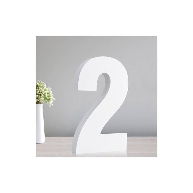 TONIFUL 7.8 Inch White Number 2 Table Centerpiece 0-9 DIY