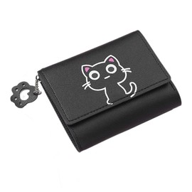 EOYVAIL Women's Wallets, Small Wallet for Women, Cute Wallet with Black Cat, Suitable for Storing Credit Cards, Photos, ID Cards (Black)