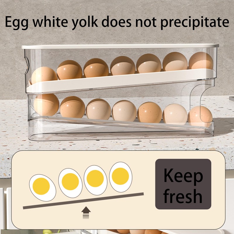 Haipky Space-Saving Rolling Egg Holder for Refrigerator, 12-Large Egg Capacity,