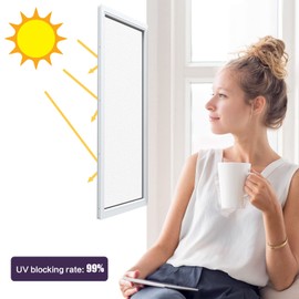 Filmgoo Window Privacy Film Decorate Tint Heat Control Vinyl Treatments Glass Coverings Security Door Stickers Texture Paper for Home and Office Decoration (Frosted-White, 17.7 Inch x 7.8 Feet)