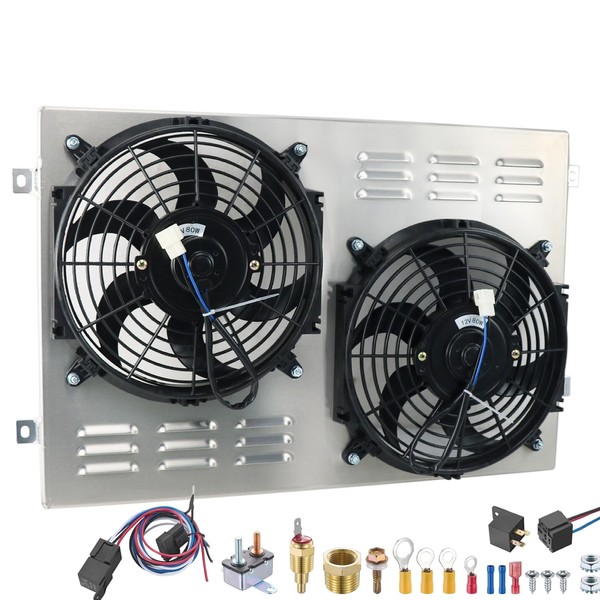 HKAUTOPART Performance Aluminium Radiator Shroud + 2 X 10 Inch