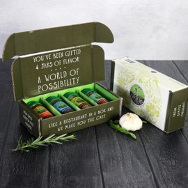 Flavor Seed Gift Set - 4 Organic Seasonings for Grilling & Cooking in Glass Shakers - Kosher, Vegan, Non-GMO, Craft Blended Spice Mix - Made in USA