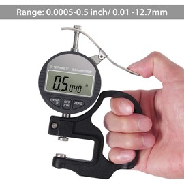Portable Digital Thickness Gauge 0.0005-0.5 Inch / 0.01-12.7 mm Measuring Range Electronic Micrometer Fraction/Inch/Metric Electronic Percentage Thickness Gauge with Precise LCD Display