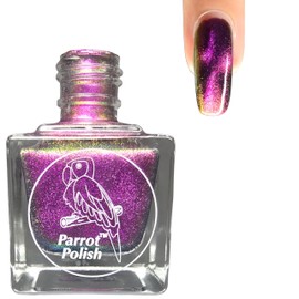 Parrot Polish Cheetah Cat Magnetic Nail Polish, Multichrome Purple Pink Black, 0.5 Fl Oz