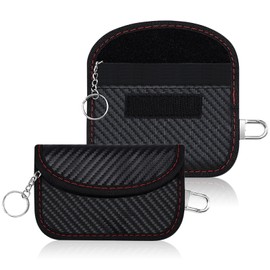 HUSOUE Faraday Pouch for Car Keys, 2 Pack Anti-Theft RFID Key Pouches Faraday Bag with Keychain Clip Car Key Signal Blocking Case for Remote Entry Keyless Fobs Protection