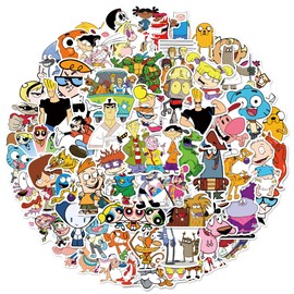 TUMAJI 50PCS 90s Cartoon Stickers, Vinyl Waterproof Cute Cartoon Characters Stickers for Kids Teens Adults, Classic Mixed Anime Decals for Laptop Computer Bumper Skateboard