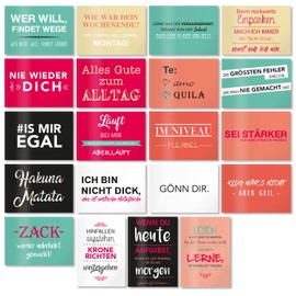 younikat Set of 20 postcards in colourful with funny sayings, DIN A6 format, greeting card, motivational card, funny sayings, back with lines for address field, dv_187