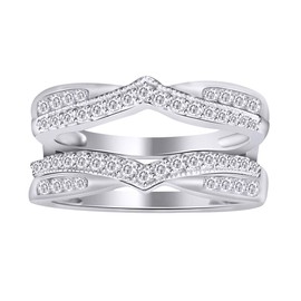 AFFY 925 Sterling Silver Anniversary Ring Enhancer for Women Wedding Engagement Enhancer Ring (1/3 Ct) Ring Size 8