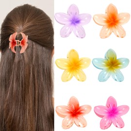 Dokpav 6 Pcs Pinzas Para El Cabello De Flores, Pinzas Para El Pelo Con Forma De Flor De Plumeria Hawaiana, Antideslizantes Pinzas De Pelo Grandes Para Mujeres, Niñas, Cabello Grueso, Fino,Largo,Rizado