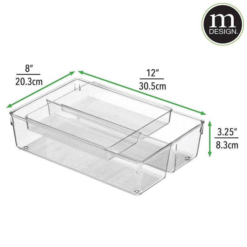 mDesign Plastic Stackable Kitchen Storage Drawer Organizer Bin with 2-Tier