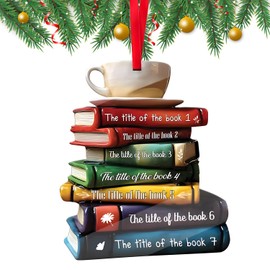 Christmas Tree Book Ornament 2024, NOT 3D Christmas Hanging Ornament Bookworm Bookshelf Christmas Tree Book Lovers Ornament Decoration Book Nerd Christmas Party Gifts Librarian Friends Families (I)