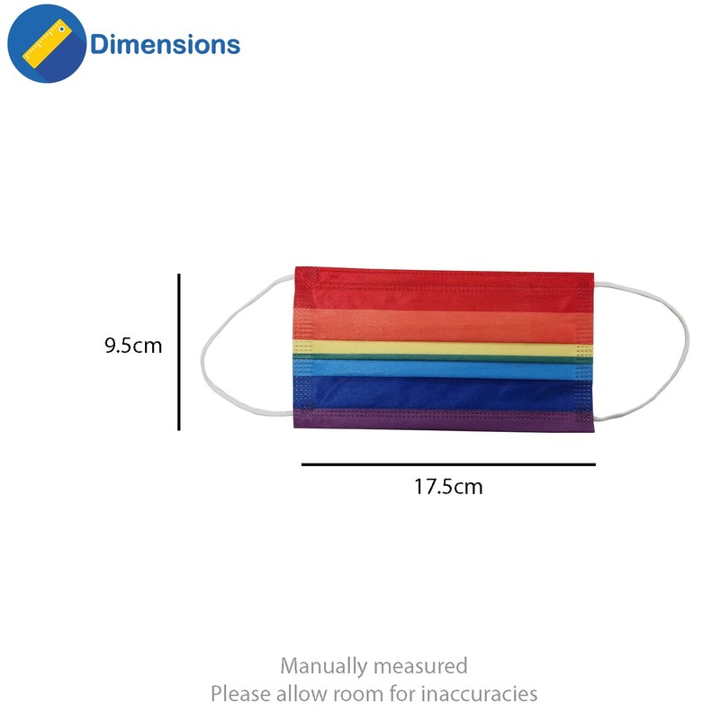 Komonee Face Mask 3 Ply Disposable Rainbow Dustproof Mouth Cover