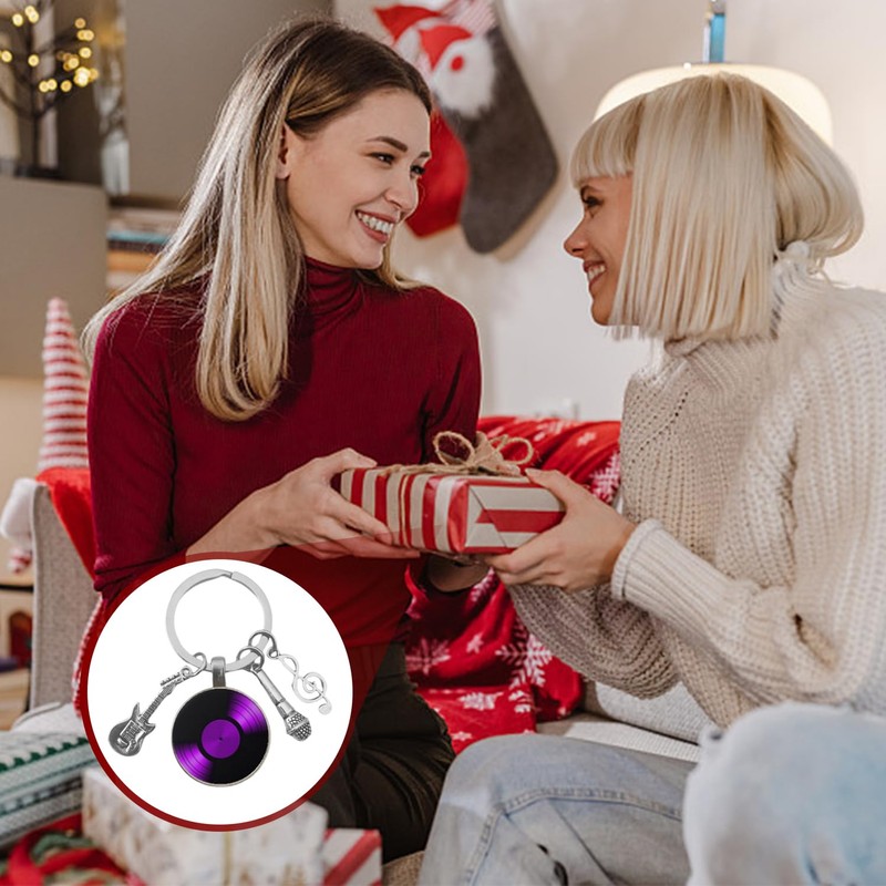 3 Pieces Vinyl Record Keychains, Music Element Keychains, Gift Keychains,