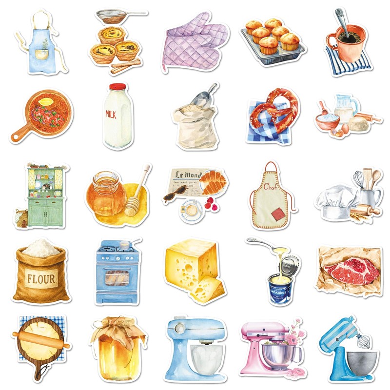 50Pcs Baking Stickers Funny for Water Bottles Baking Laptop Decals,
