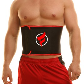 Fitru Waist Trimmer Sauna Ab Belt for Women & Men - Waist Trainer Stomach Wrap Red