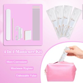 20 Sets Disposable Manicure Kit Basics 4 Piece Nail Kit for Travel,Handle Grip Brush,Mini Nail Buffer Nail File and Wood Stick for Gifts Salon Home Professional(20 Set -White)