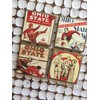 Ohio State vintage program cover coasters with gold trim