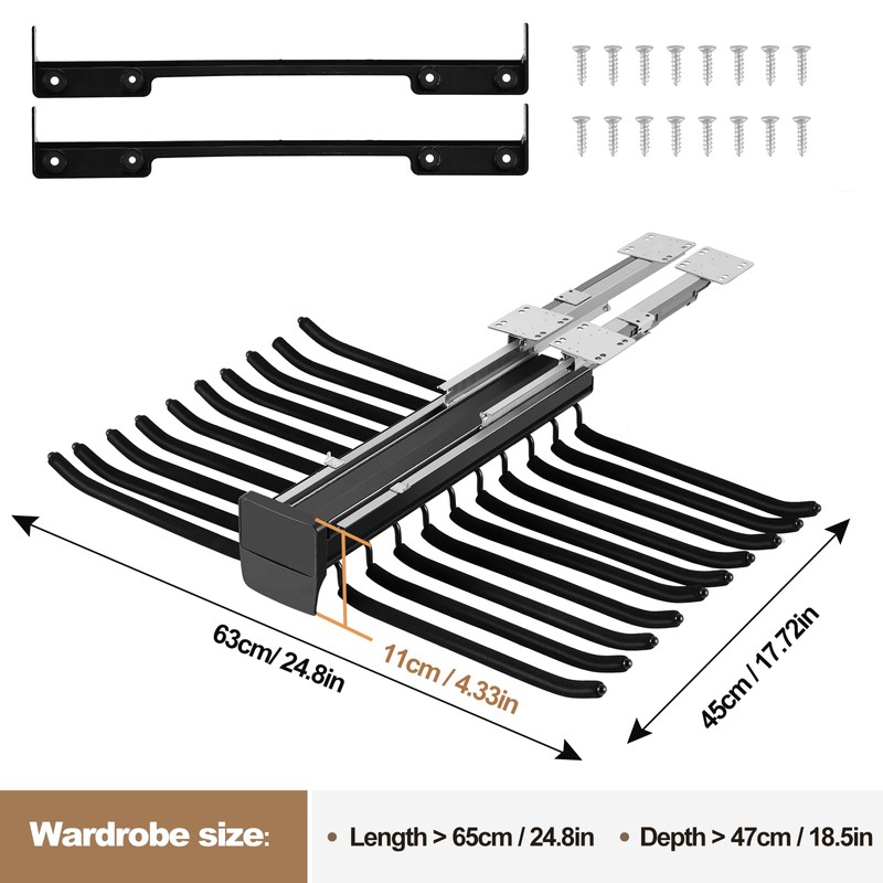 YJINGRUI Pull Out Pants Rack, 20 Arms Double Row Steel