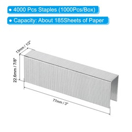 PATIKIL 23/24 Staples for Stapler, 4Box 4000pcs 7/8" Leg Length Standard Flat Clinch Chisel Point Staples Jam-Free for Office Desktop Home Supplies, Silver