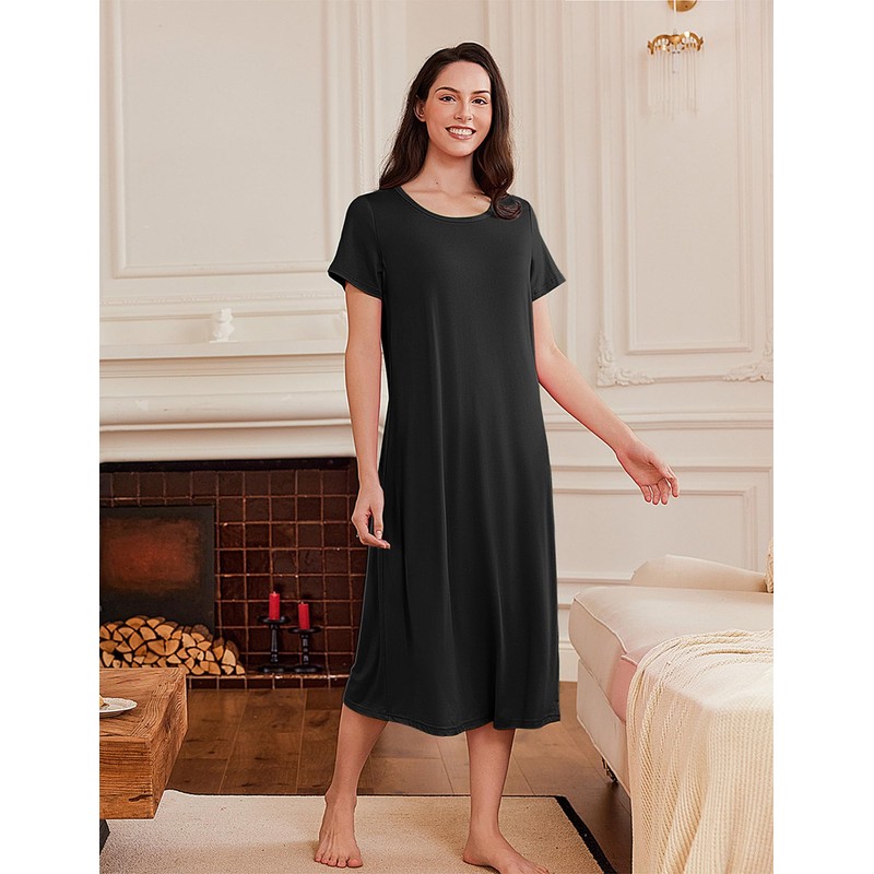 Ekouaer Short Sleeve House Dress for Women Moo Moo Night