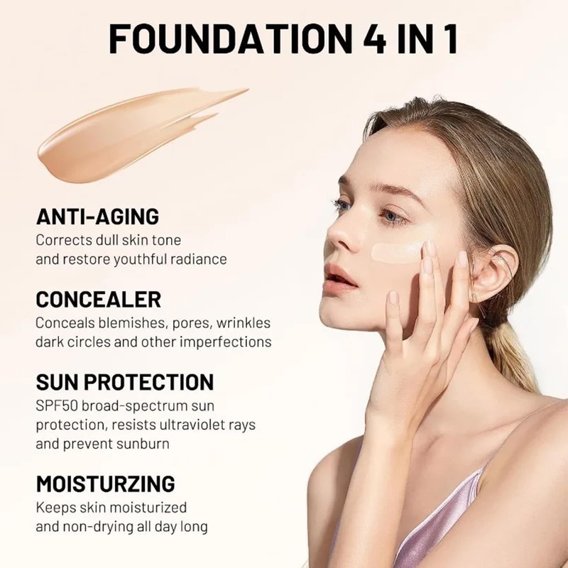4 in 1 Foundation Liquid - Concealer and Moisturizer -