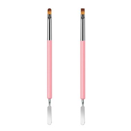 Nail Brushes, Pack of 2 Nail Art Brushes, Dual-Ended Polygel Brush & Picker Tool, Magic Extender Gel Tool for UV/LED Nail Art, Acrylic Nail Extension, Extensions Builder, Pink