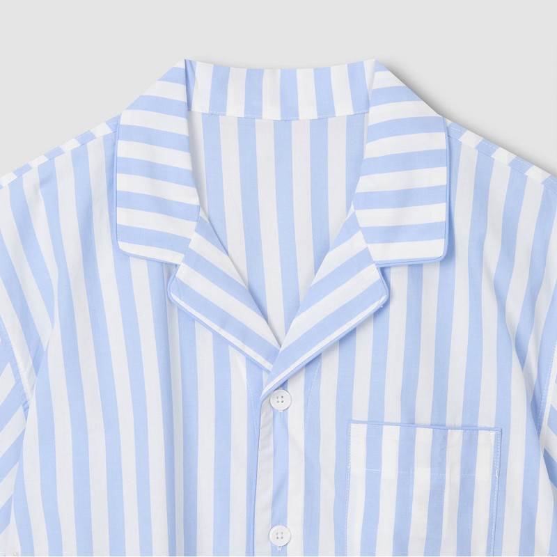 JAJU [JAJU] Men's 60s Cotton 5-part Pajama Set_Light Blue