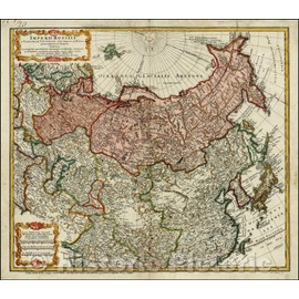 Historic Map - Imperii Russici et Tatariae Universae/Map of Asian & European Russia, Along with Most of China, Japan and Korea, Tibet and The Himalayas, 1732 - Vintage Wall Art 24in x 22in