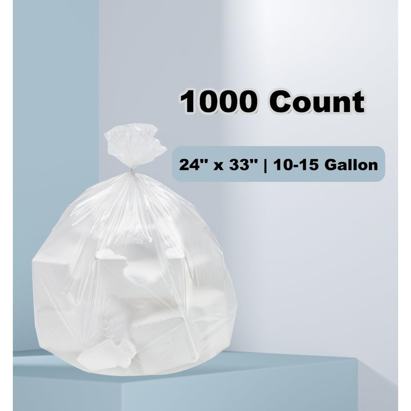 Clear Trash Can Liners 10-15 Gallon Garbage Bags 24'' x